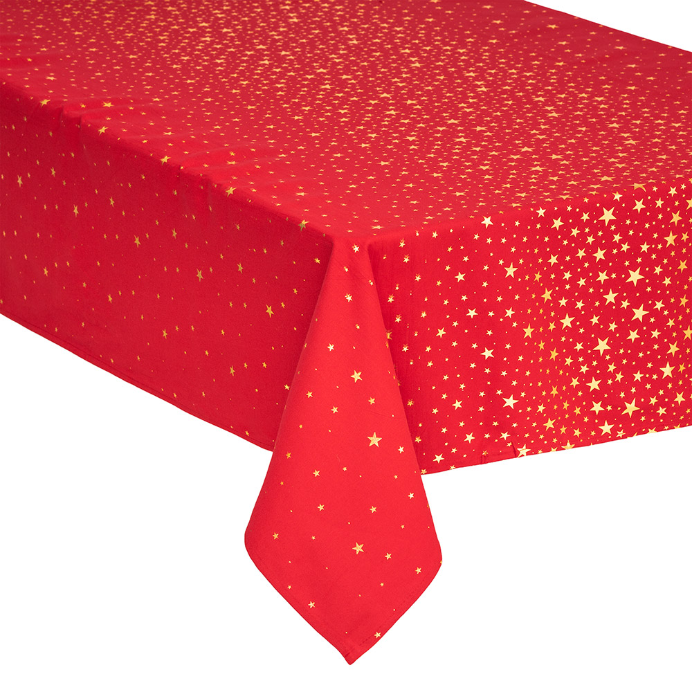 Mantel Algodón Estrellas Rojo 140x240cm