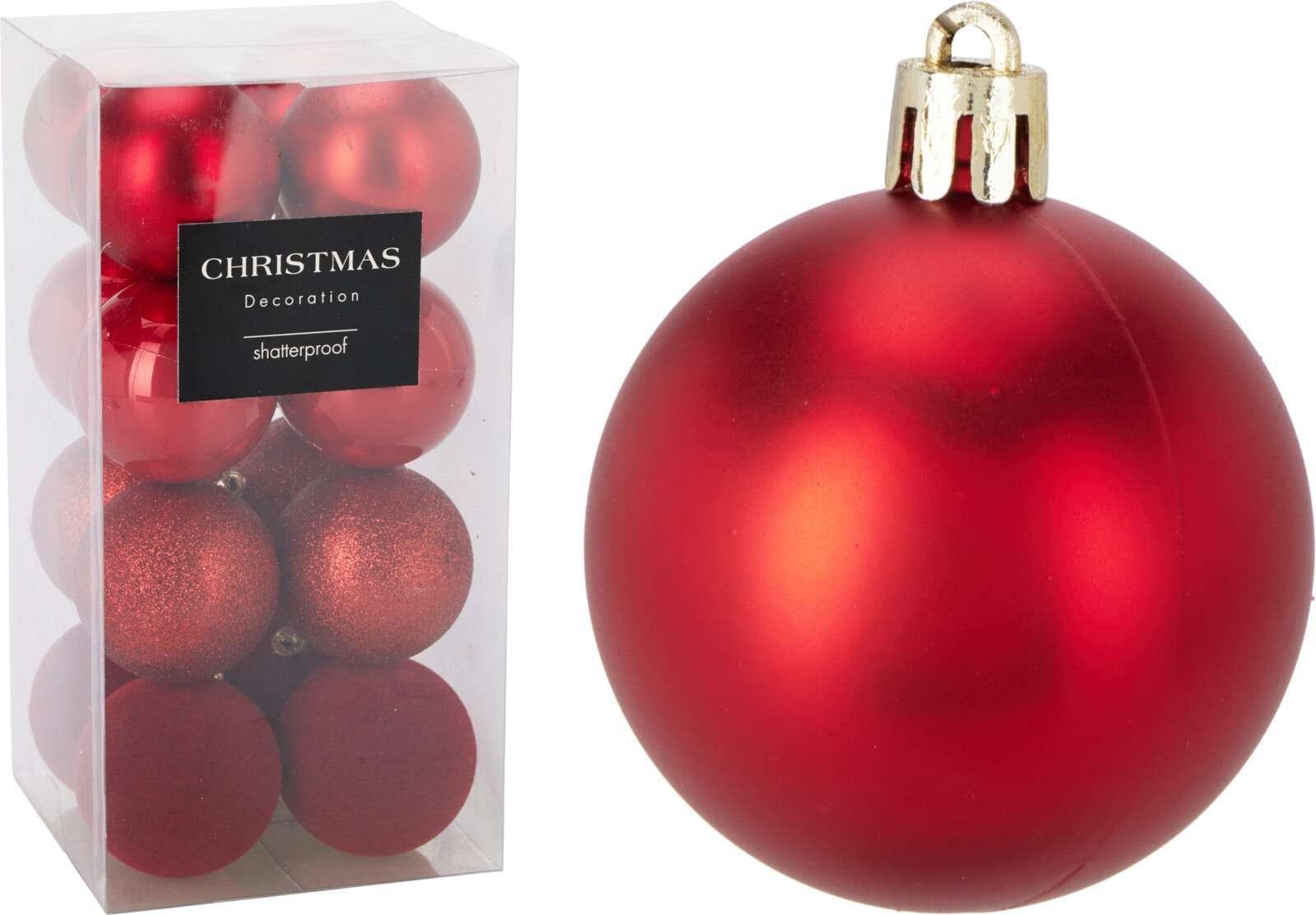 Set 16 Bolas de Navidad Rojas 6cm.