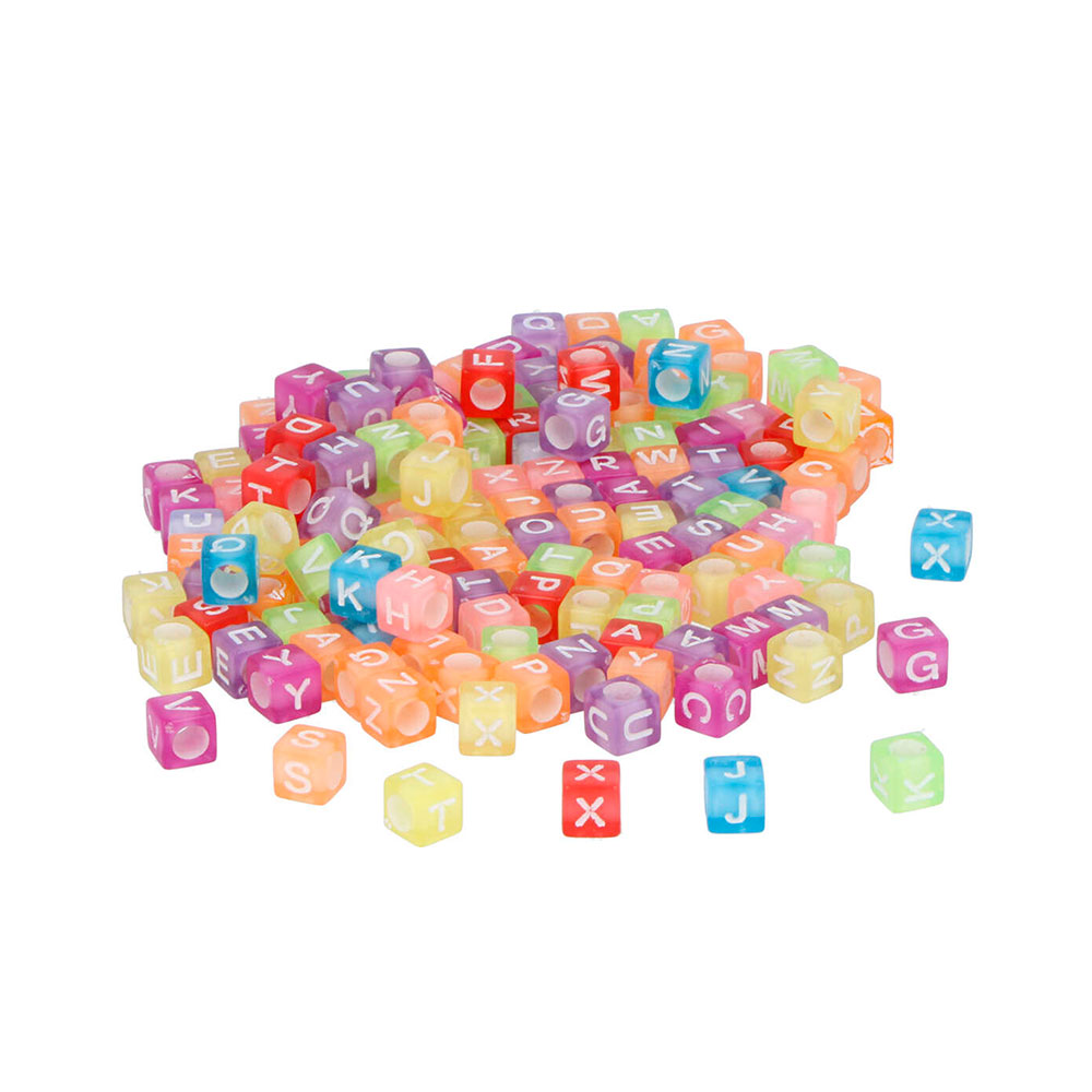 Cuentas Plástico Cubos Letras Números