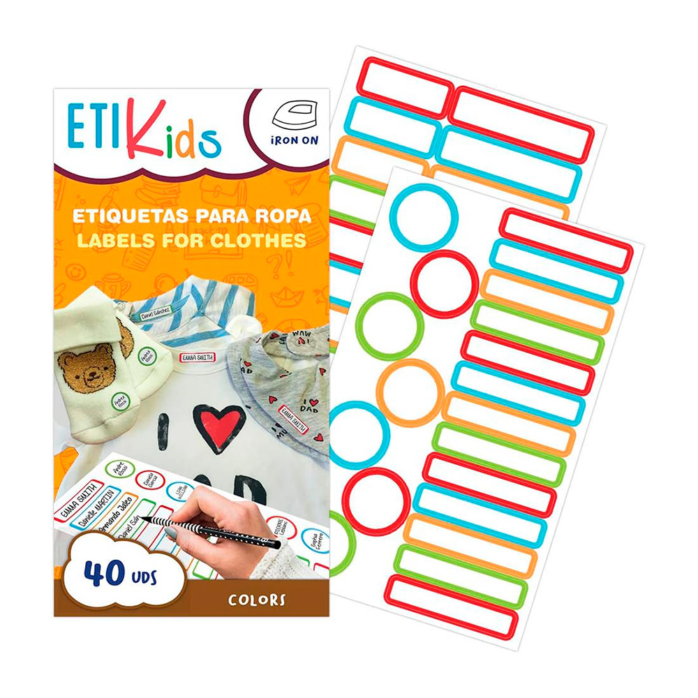 Etikids Termoadhesivas colors Marcar Ropa  40uds