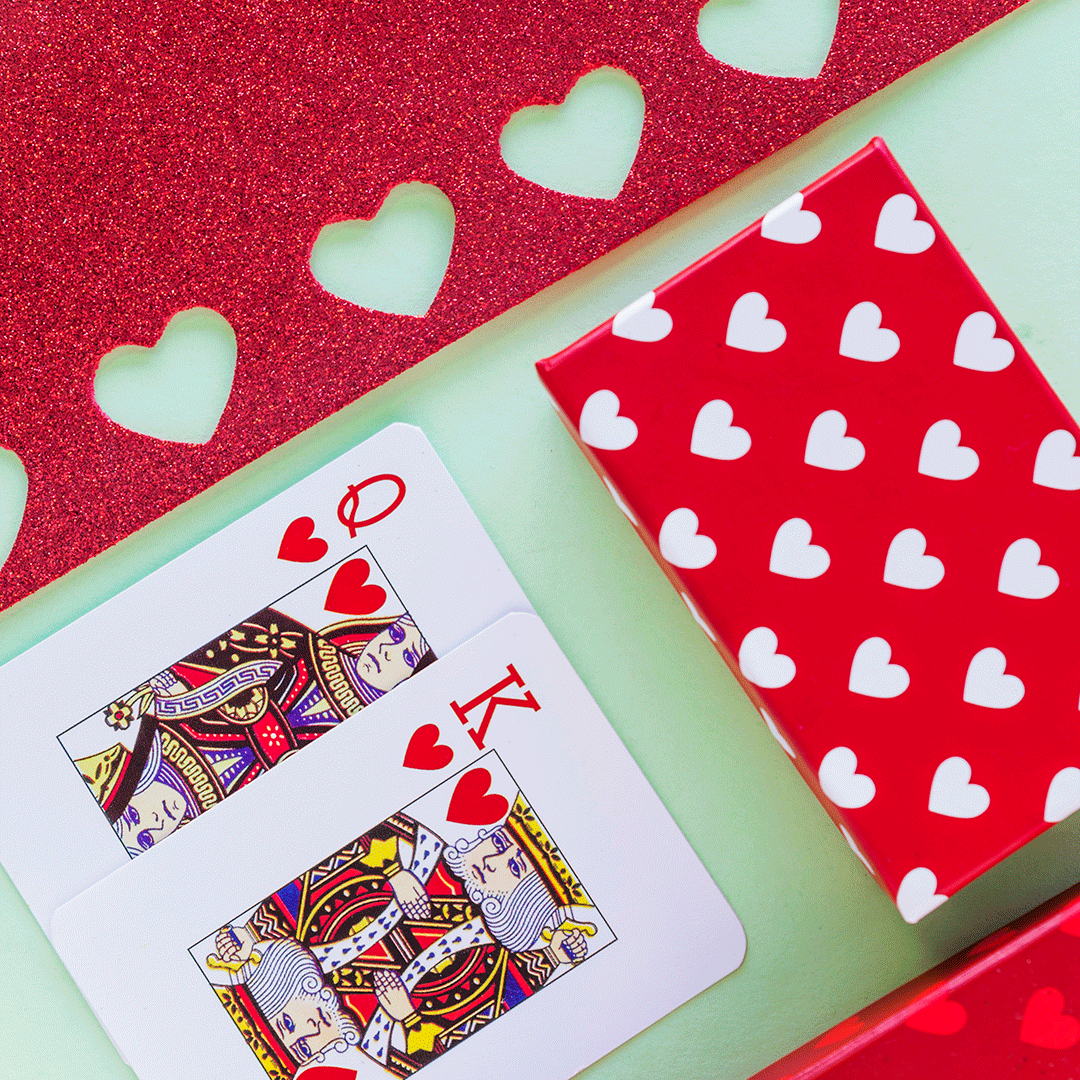 Tarjeta San Valentín con baraja de cartas