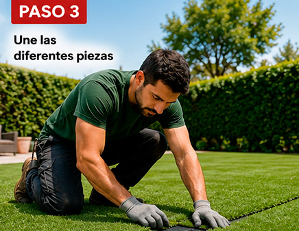 3-instalar-cesped-artificial-une Cómo instalar césped artificial sobre tierra paso a paso. Une | Servei Estació