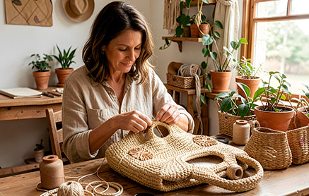 Manualidades con rafia. Bolso | Servei Estació