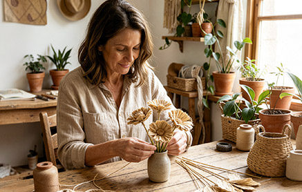 Manualidades con rafia. Flores | Servei Estació