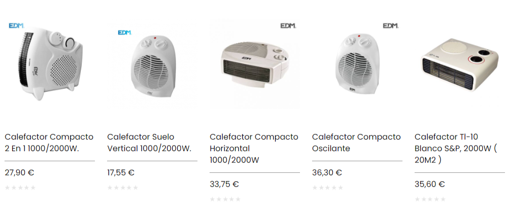 Calefactores disponibles en Servei Estació