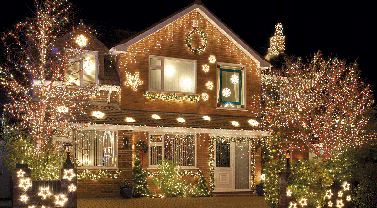 Casas luces de Navidad creativas -