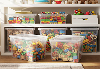 Ordenar juguetes. Cajas de plástico | Servei Estació