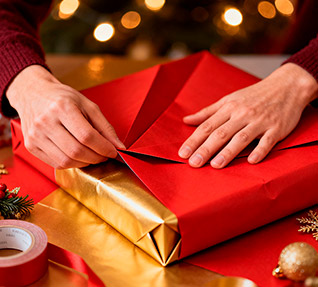 Envolver regalos de Navidad. Doblar | Servei Estació