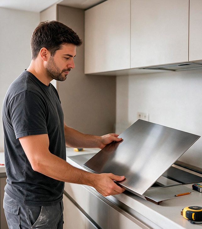 Materiales de reforma para el hogar. Plancha acero inox | Servei Estació