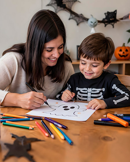 Manualidades de Halloween para niños. Dibujo de fantasmas | Servei Estació