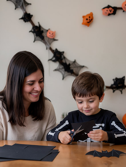 Manualidades de Halloween para niños. Recortando murciélagos | Servei Estació