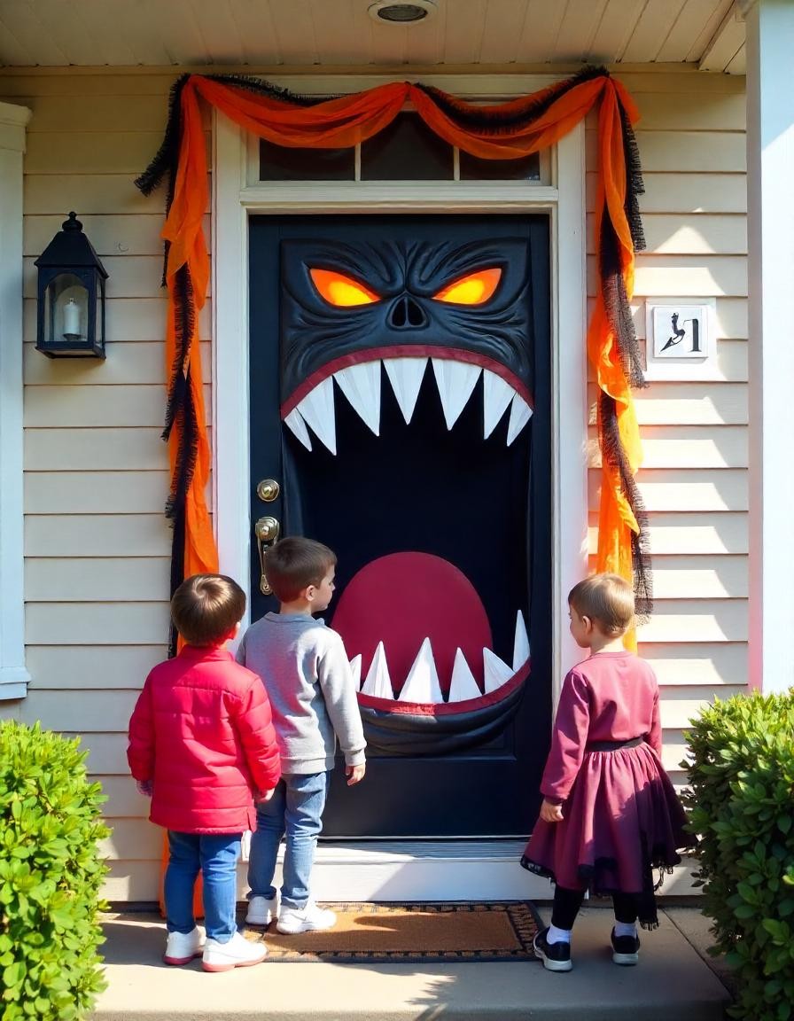 Puerta boca monstruo halloween