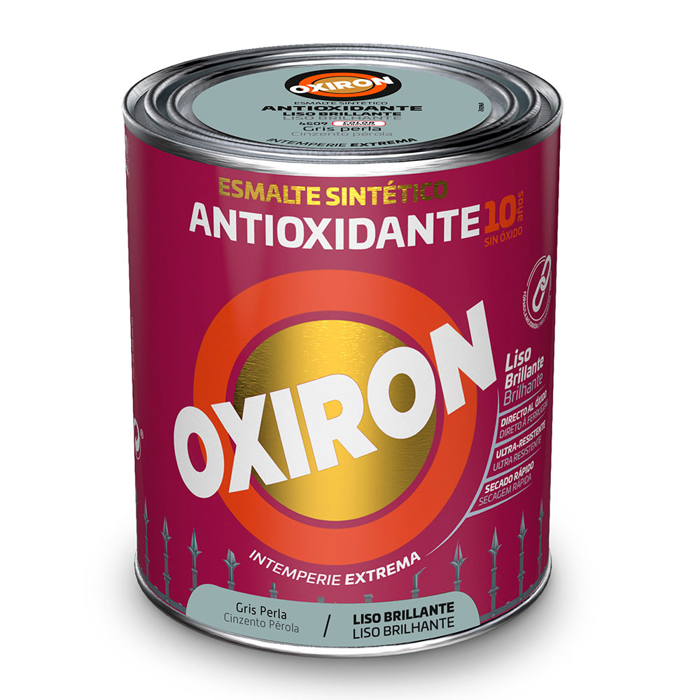 Oxiron Esmalte Antioxidante Liso Brillante Gris Perla 0,75l