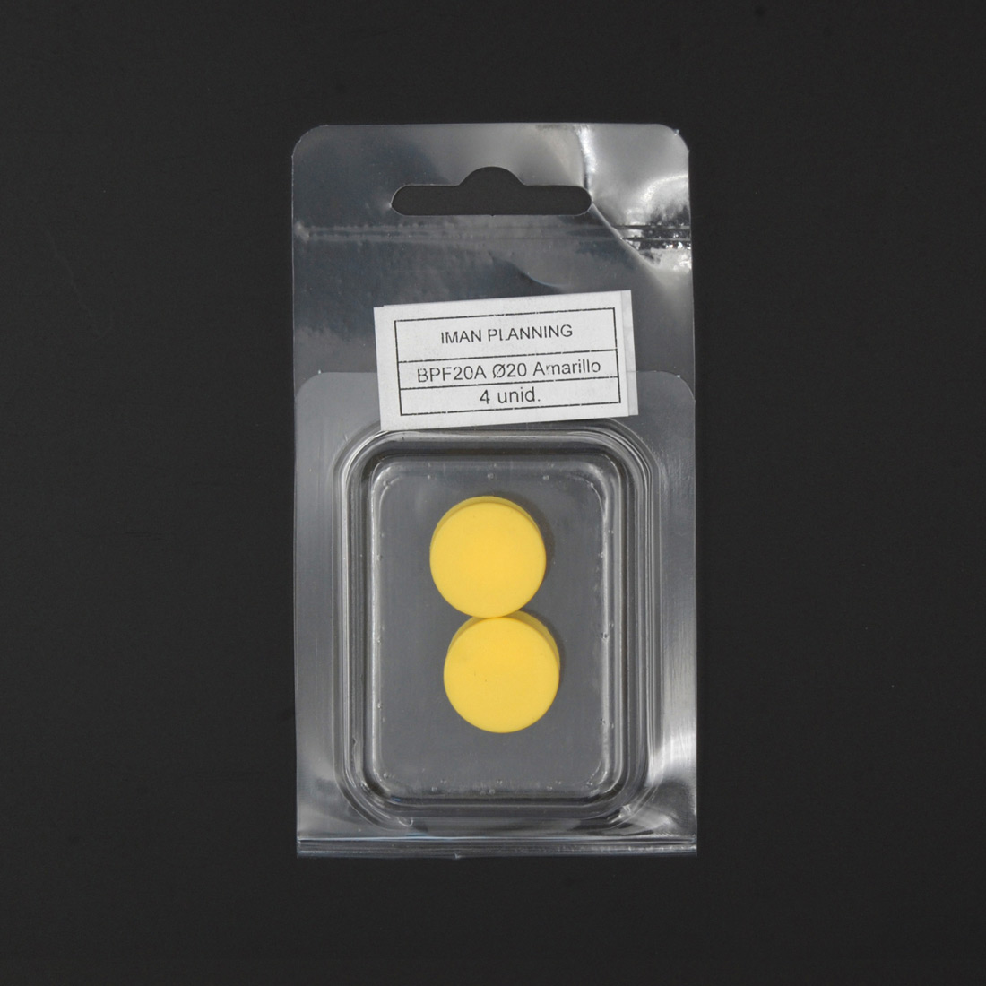Imanes de Ferrita cubiertos de Plástico amarillo diámetro 20 mm (4 u.)
