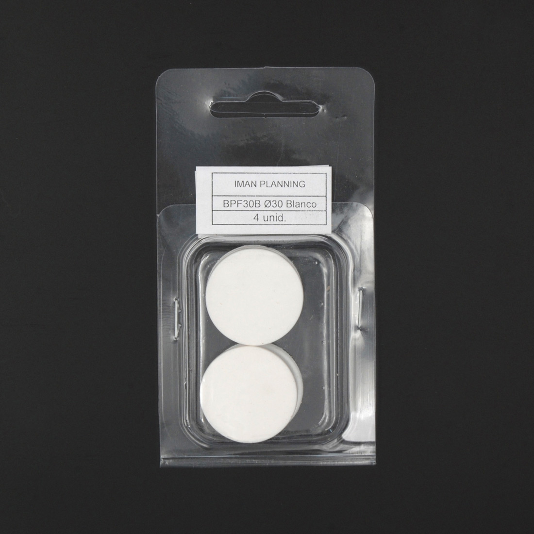 Imanes de Ferrita cubiertos de Plástico blanco diámetro 30 mm (4u.)