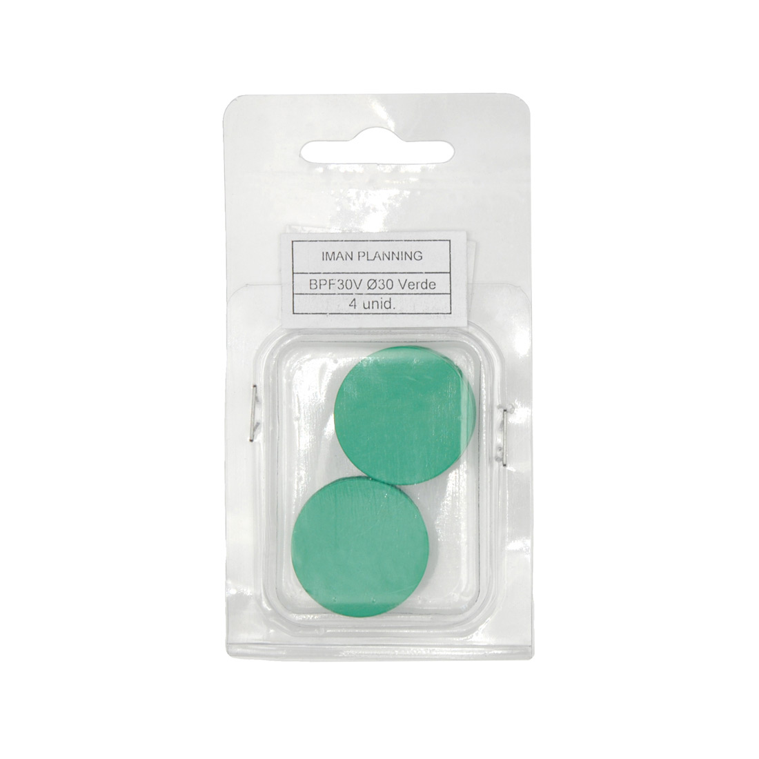 Imanes de Ferrita cubiertos de Plástico verde diámetro 30 Mm (4u.)
