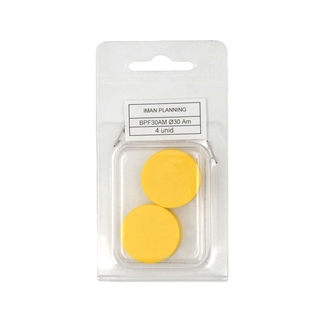 Imanes de Ferrita cubiertos de Plástico amarillo diámetro 30 Mm (4u.)