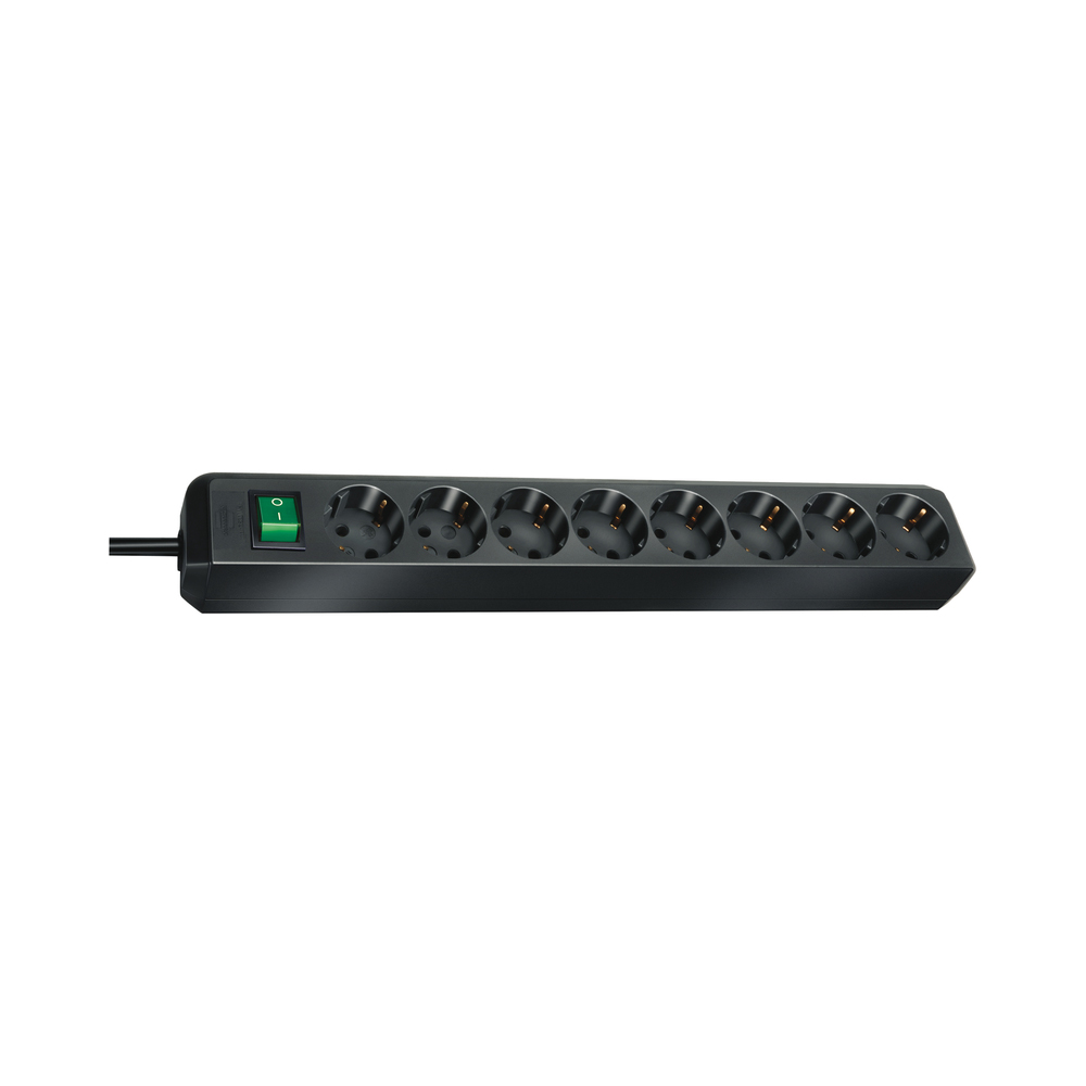 Regleta Eco-Line con interruptor 10 tomas negro 3m H05VV-F 3G1,5