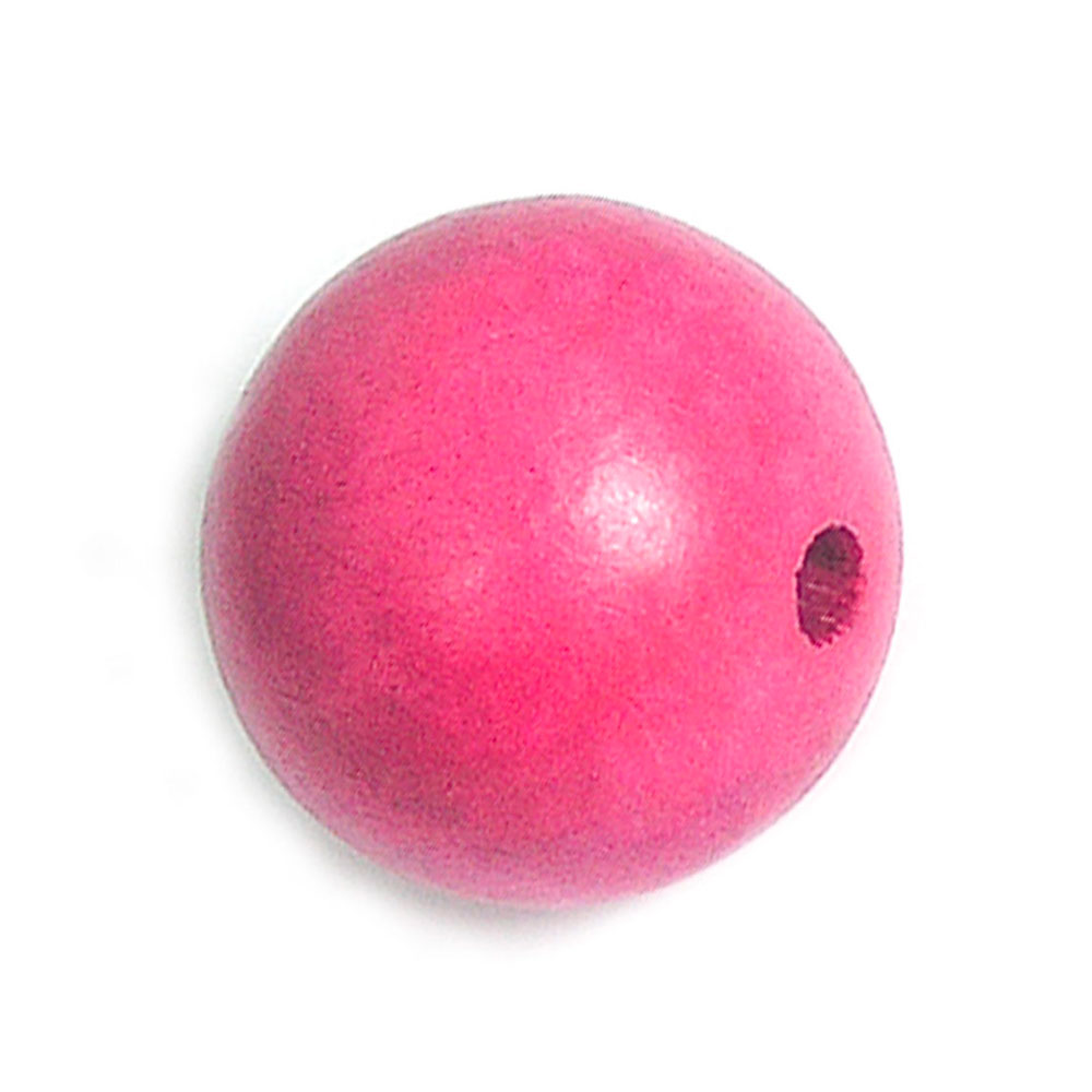 Cuenta Madera Bola Encerada Carmín Diam. 15Mm. 10U.
