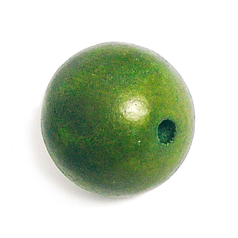 Cuenta Madera Bola Encerada Verde Diam. 15Mm. 10U.