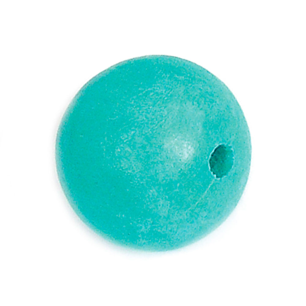 Cuenta Madera Bola Encerada Turquesa Diam. 20Mm. 10U.