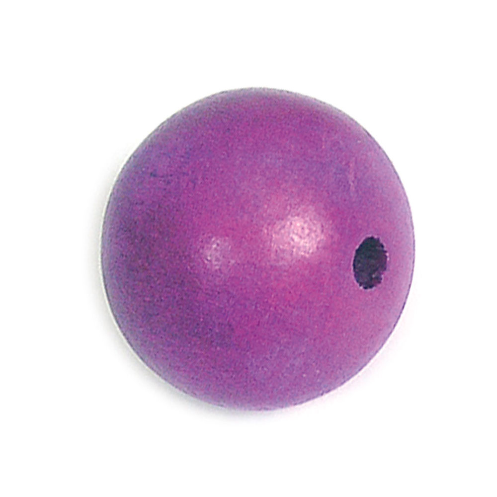 Cuenta Madera Bola Encerada Morada Diam. 25Mm. 10U.