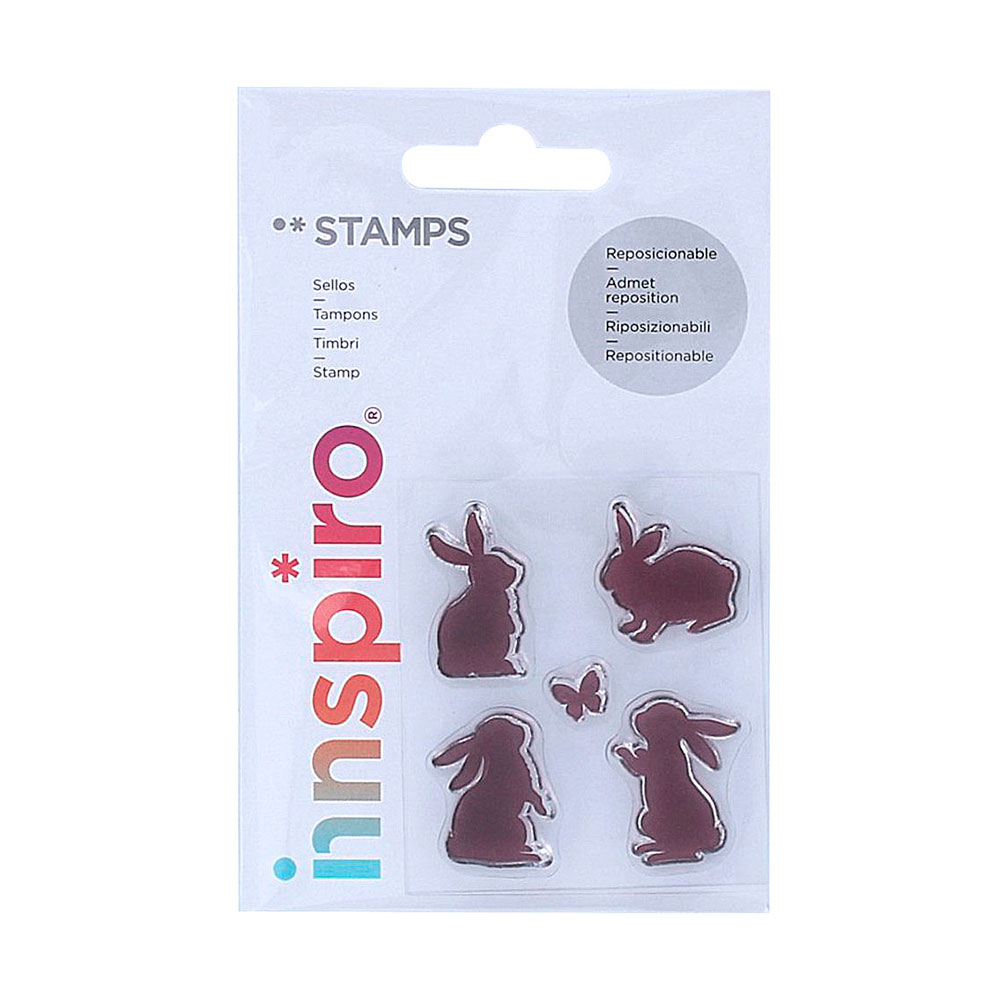 Set Sellos Acrílicos Conejos Y Mariposa 5,3x6Cm.