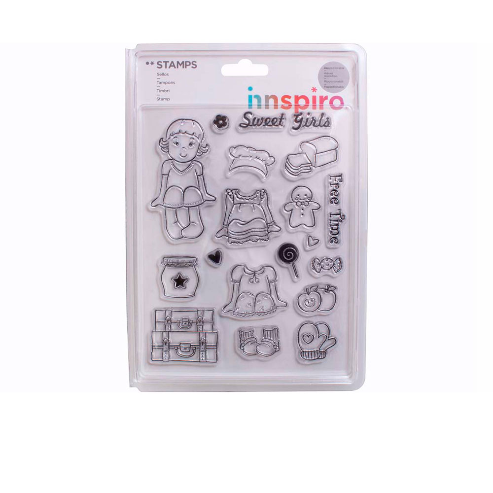 Set Sellos Acrílicos Niña: Crea Tu Vestuario 14x18Cm