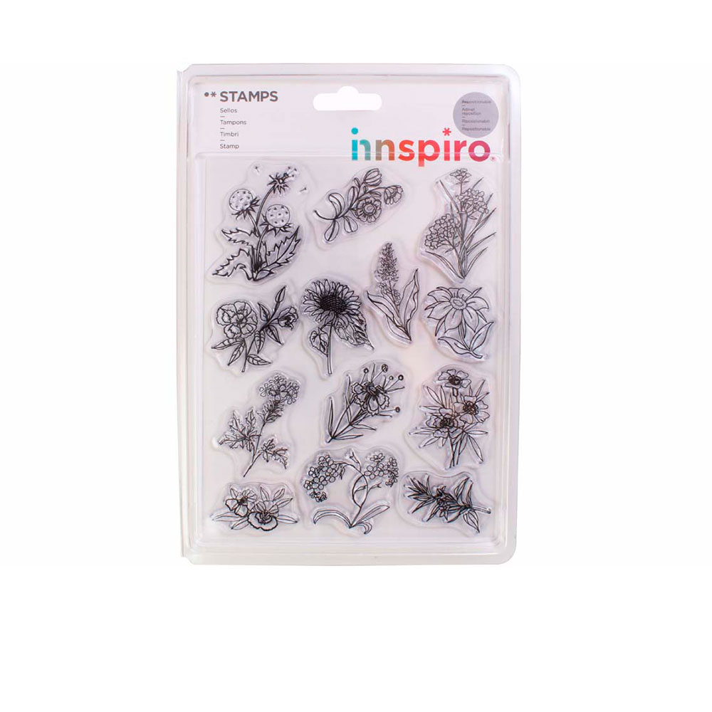 Set Sellos Acrílicos Flores Y Plantas 14x18Cm