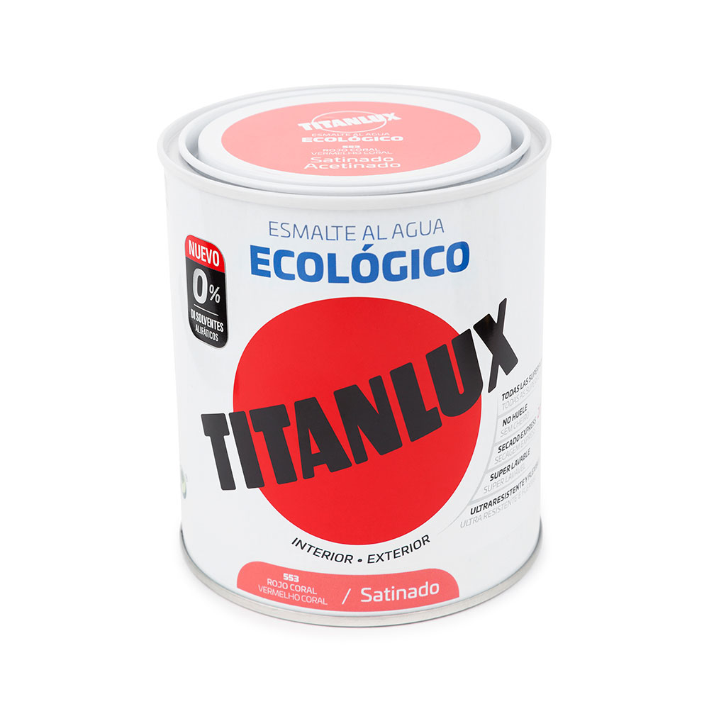 Titanlux Esmalte Satinado Ecológico Rojo Coral 750 ml