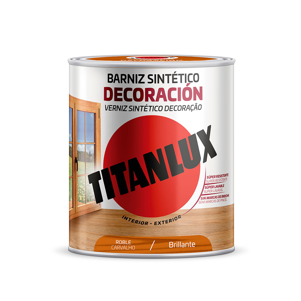 Barniz Sintético Deco. Titanlux Brillante Roble 0,75L