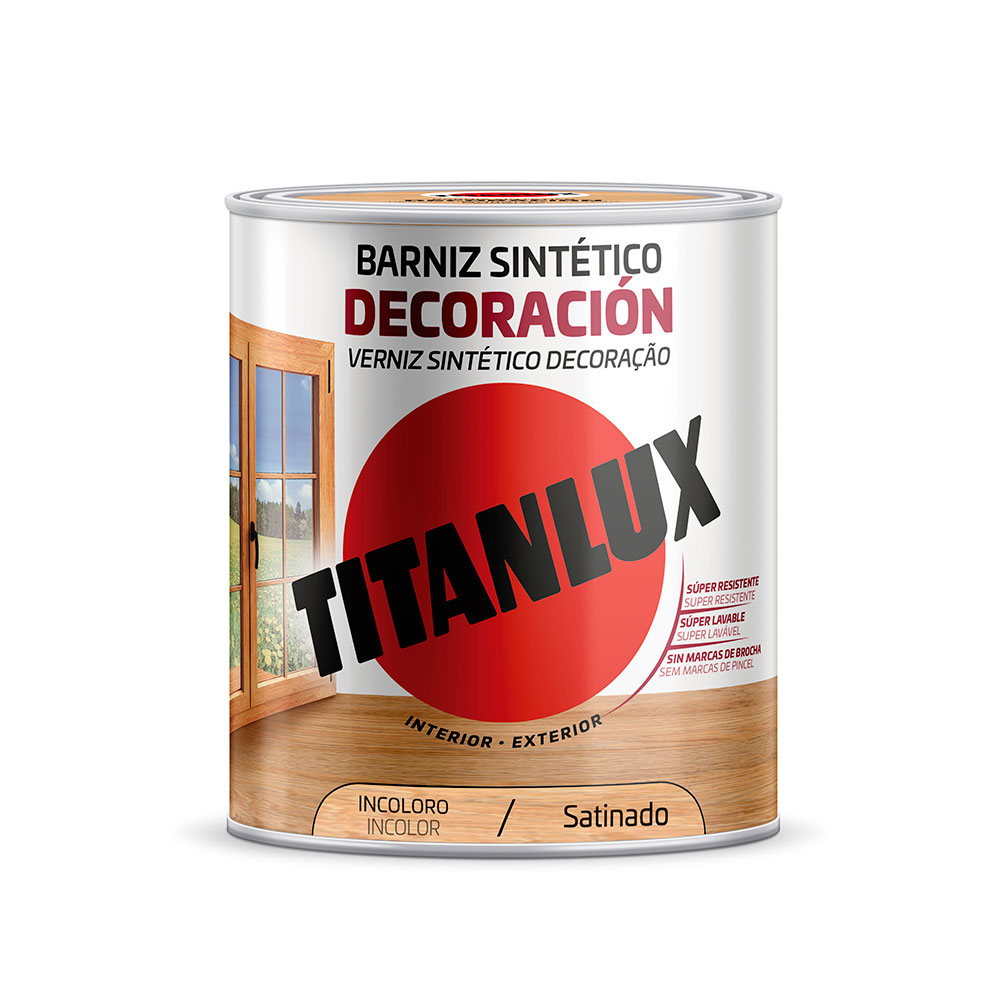 Barniz Sintético Deco. Titanlux Satinado Incoloro 0,75L