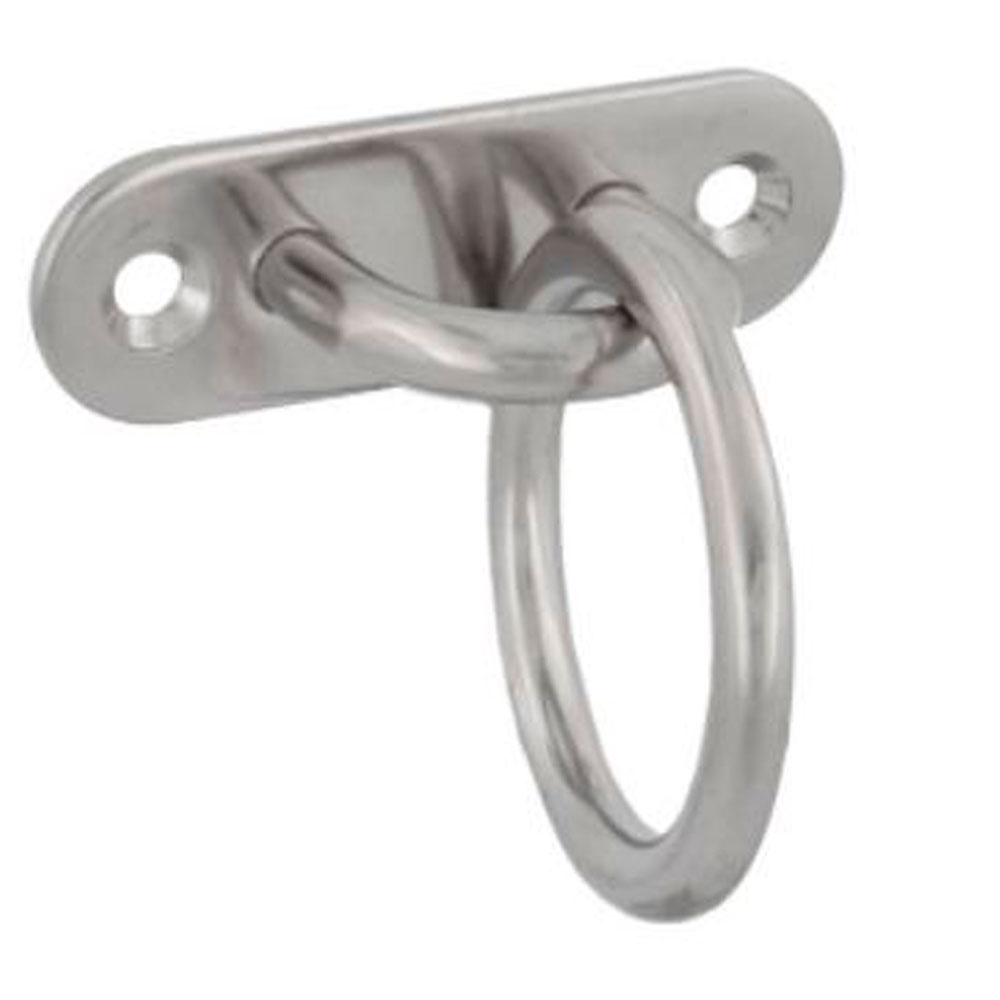 Placa de amarre oval con anilla 45x15mm. Acero inox. Aisi 316 - Mod. 30167