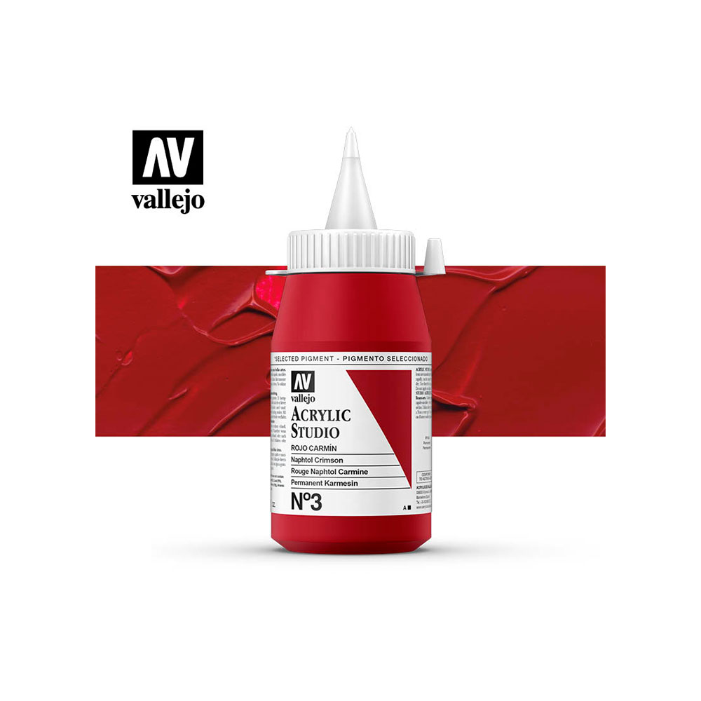 Pintura Acrylic Studio Rojo Carmín 500 Ml.
