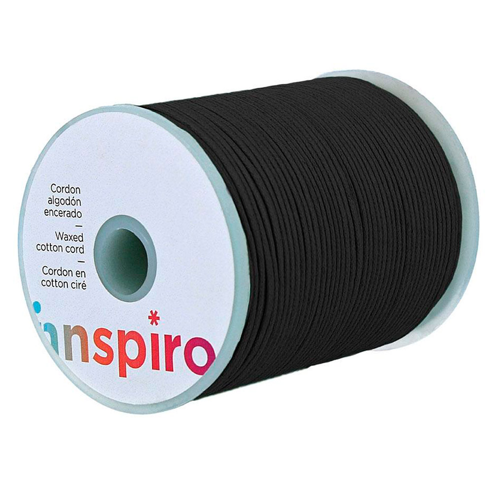 Cordón Algodón Encerado Fino Negro 1,0mm 100m