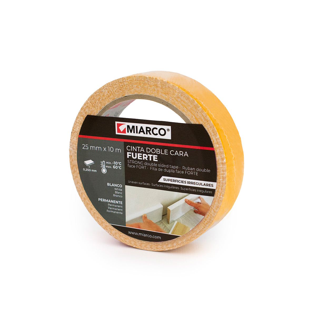 Cinta adhesiva doble cara Dc-400s Fuerte Superficie Irregulares 25mmx10m