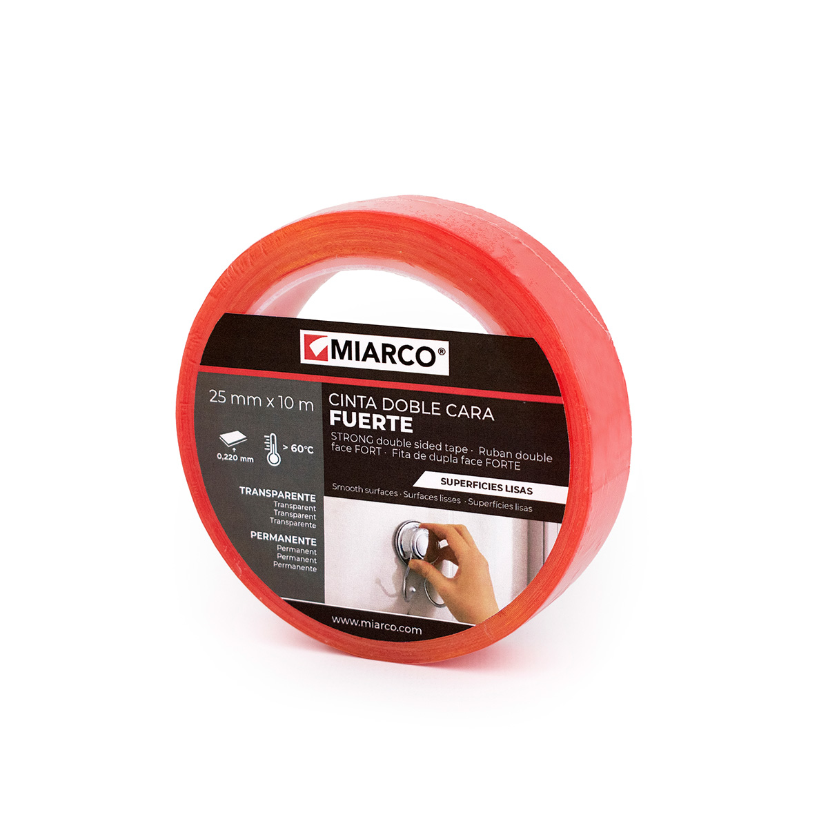 Cinta adhesiva doble cara Dc-995 Fuerte Superficie Lisa 25mm X 10m