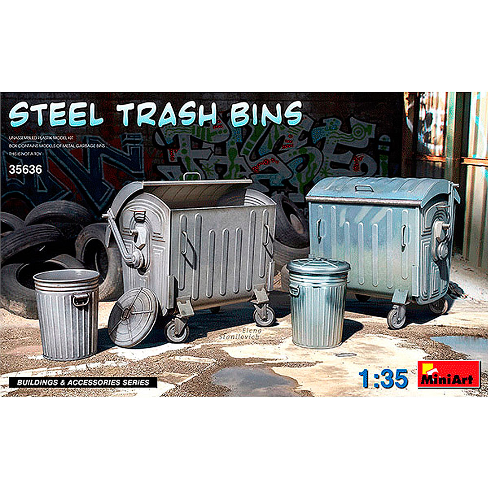 Miniart Accesorios 1/35 Steel Trash Bins