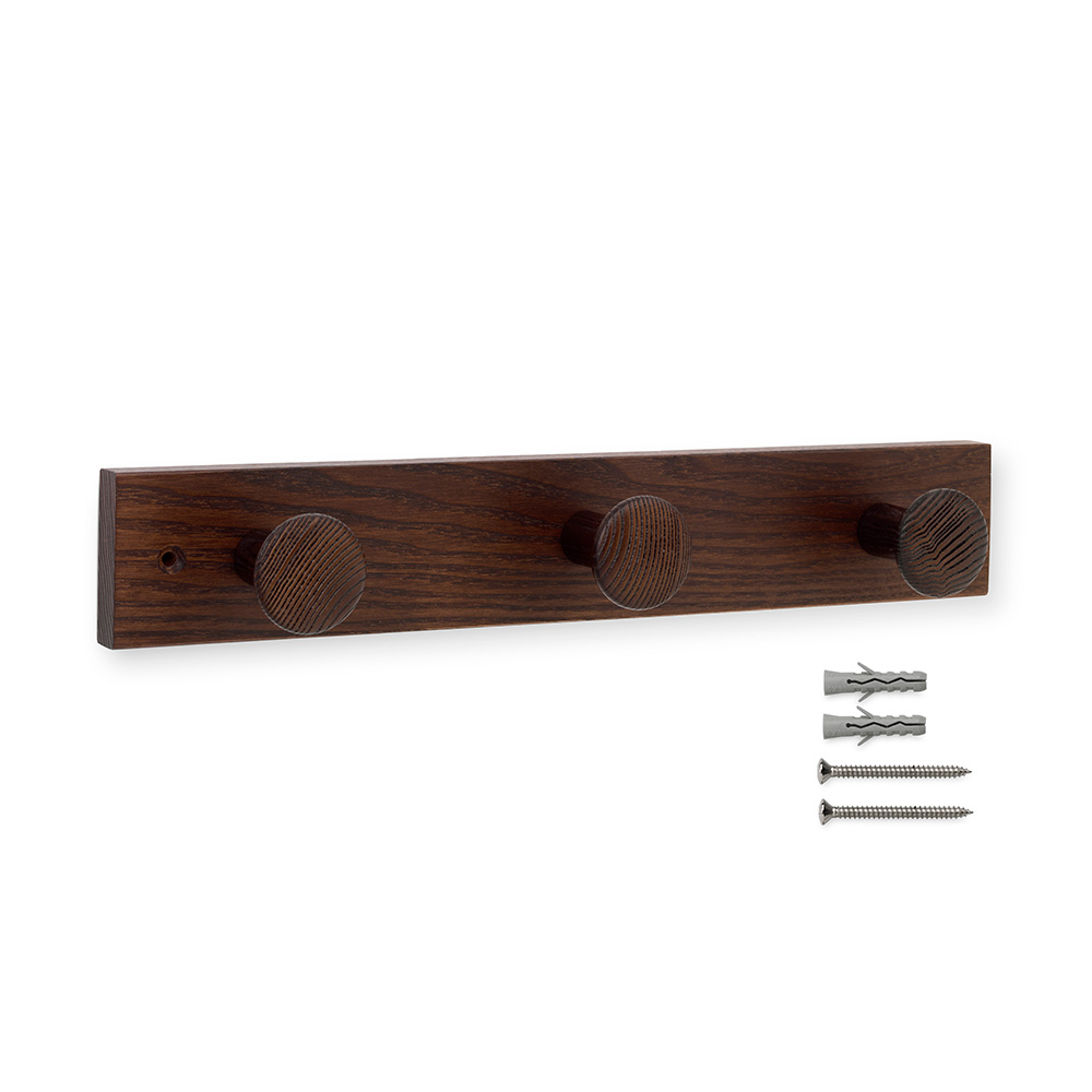 Colgador fresno 3 pomos con textura . wengué