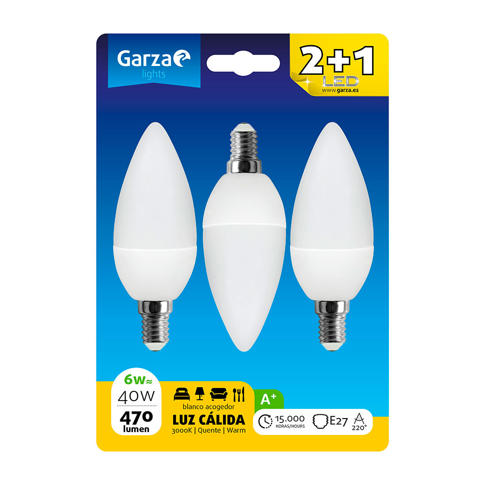 Led Vela Pack Ahorro 2+1 5W-E14