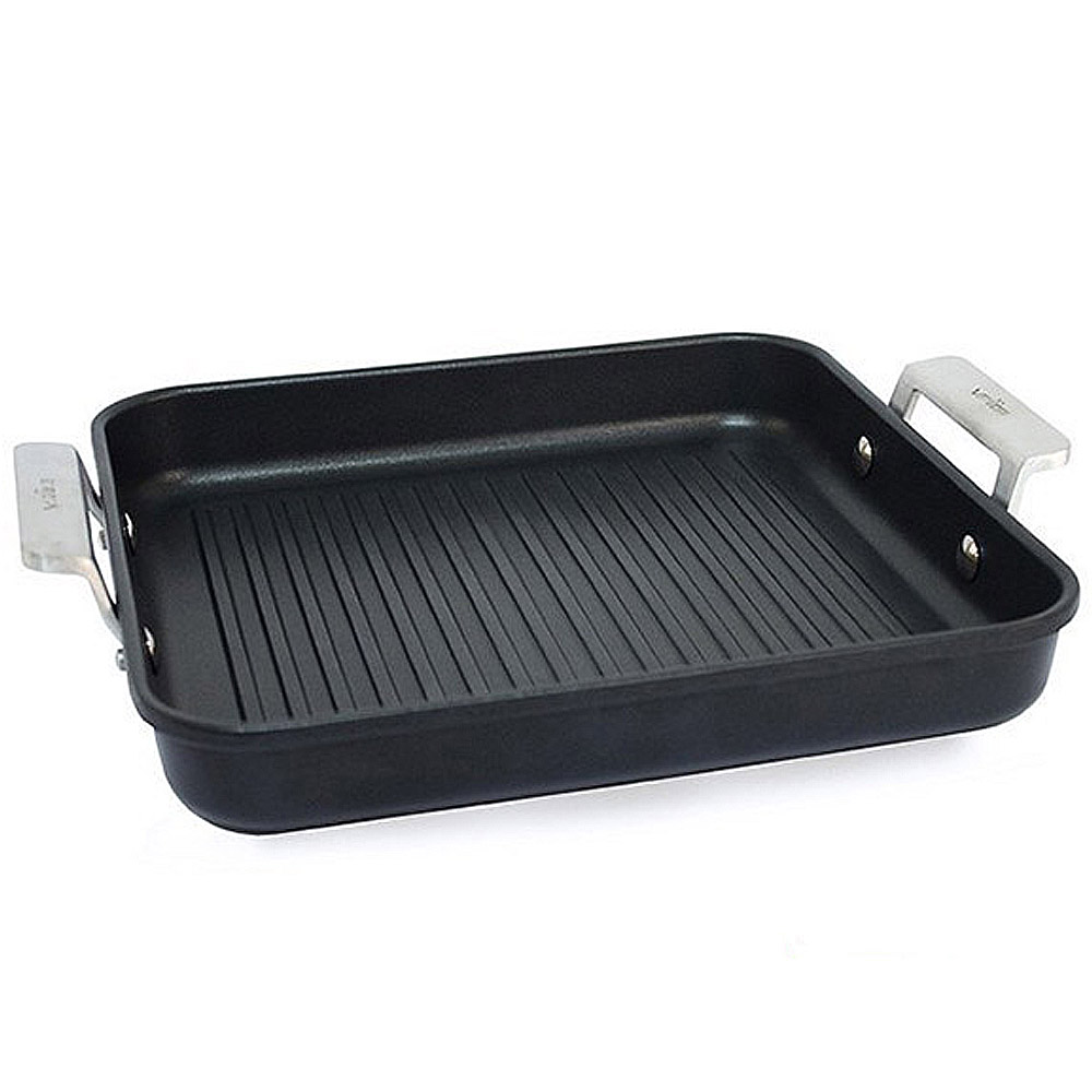 Plancha rectangular asadora grill con asas para inducción Valira