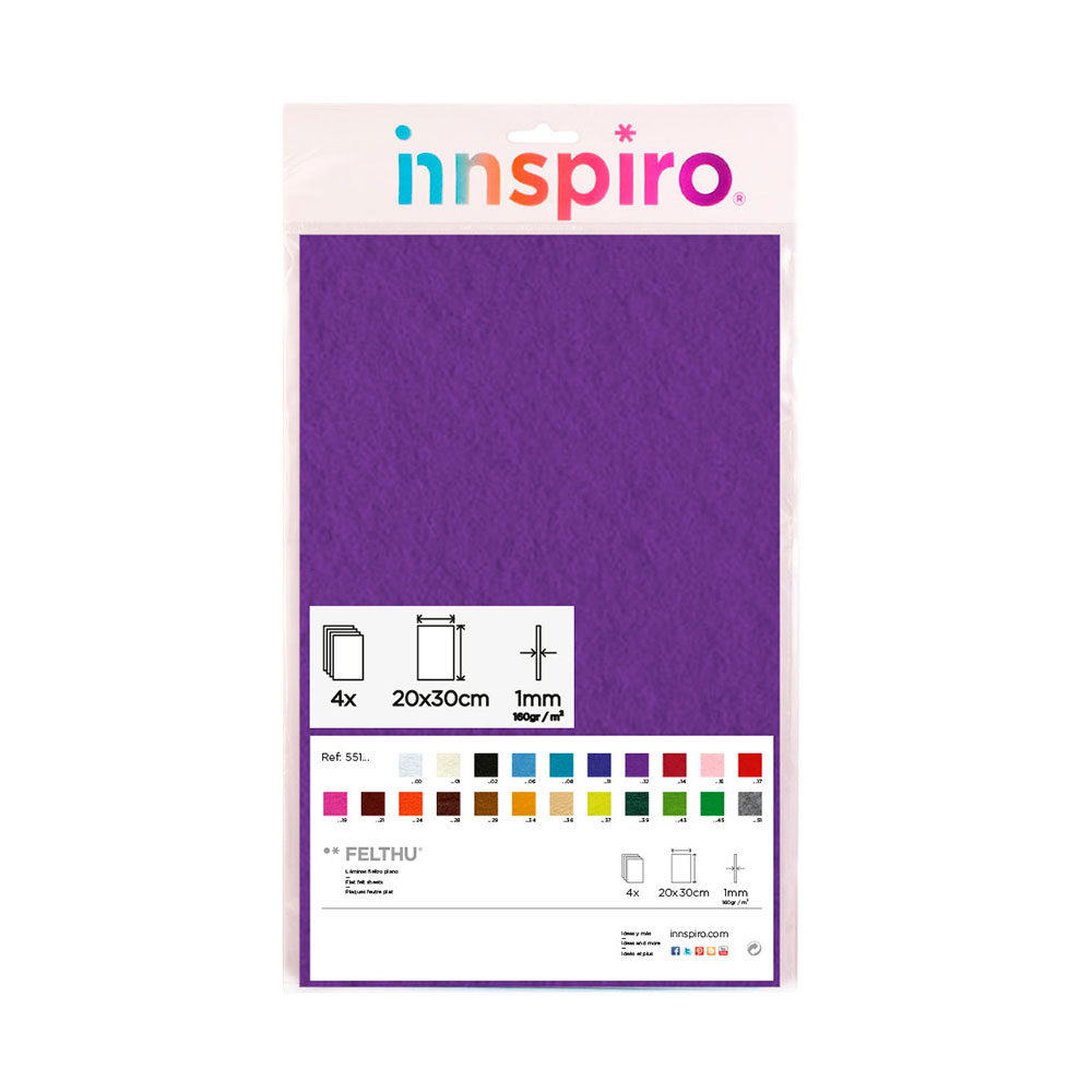 Fieltro Plano Acrilico Felthu Lila Fuerte 0,8Mm.(4 Laminas-20x30)