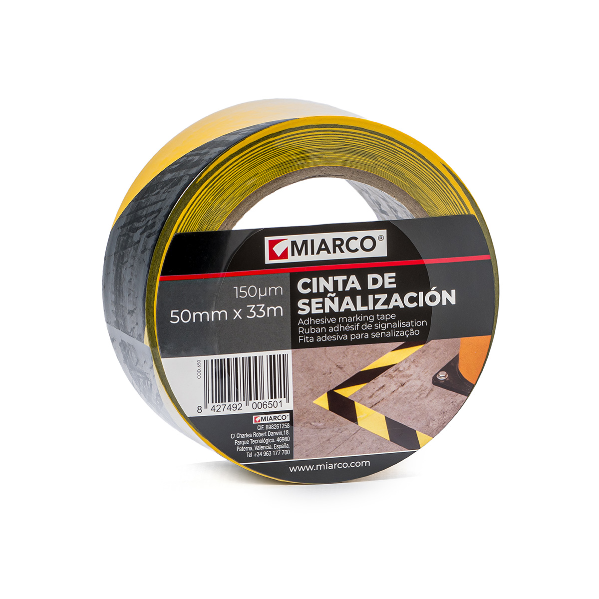 Cinta Señalización Pvc Amarillo/Negro 50mm X 33m