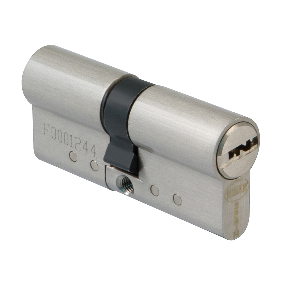 Cilindro alta seguridad  6 pines leva 15mm. 70 (30-40) en Latón cromado mate - Mod. 1000