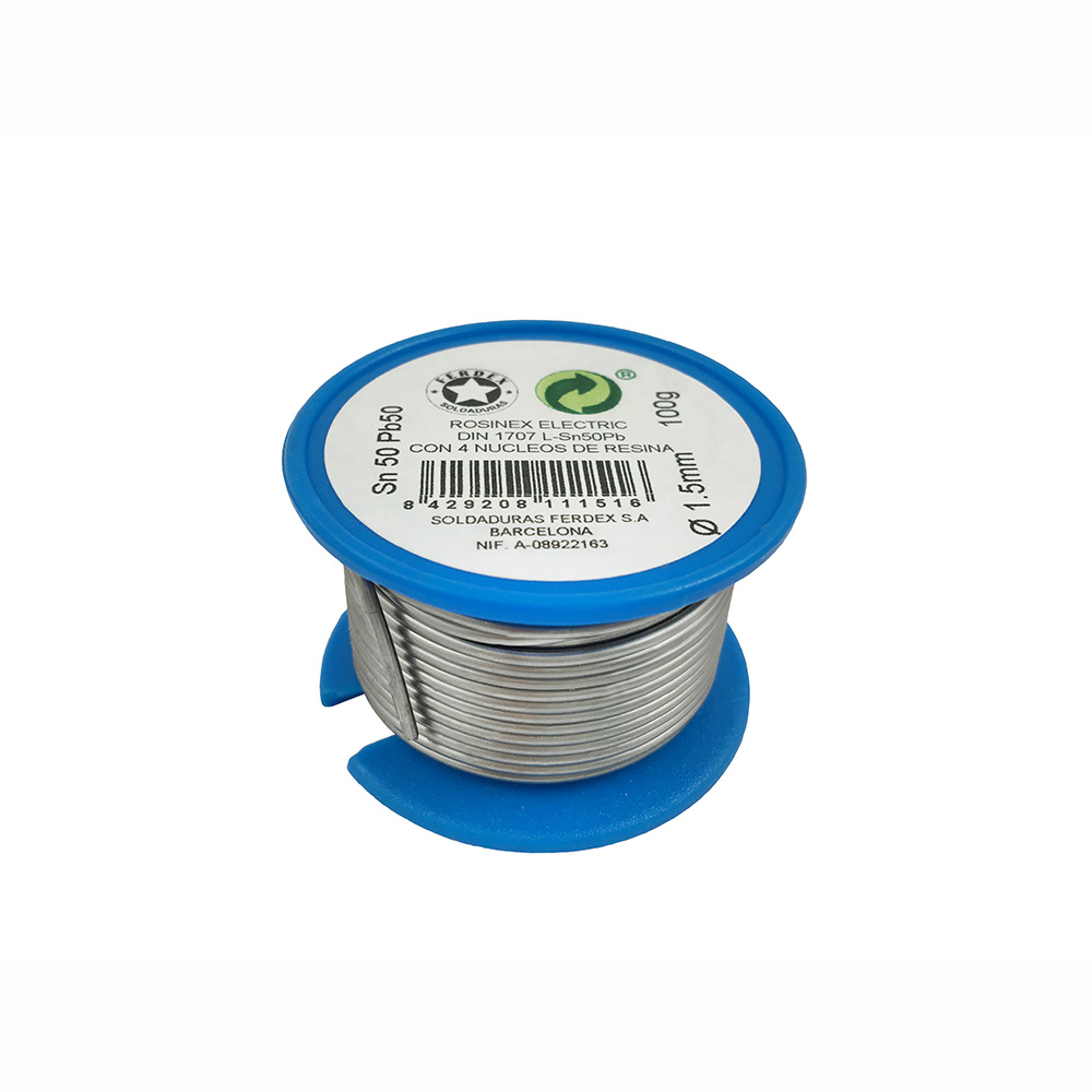 Blister Rosinex Electric 100 G. Ø 1,5 Mm. Carrete Azul 100 Gr.