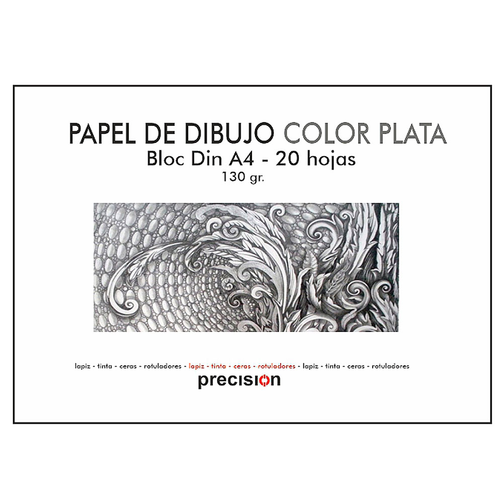 Papel Cartulina Dibujo Básico dos caras Plata 130 g DINA4