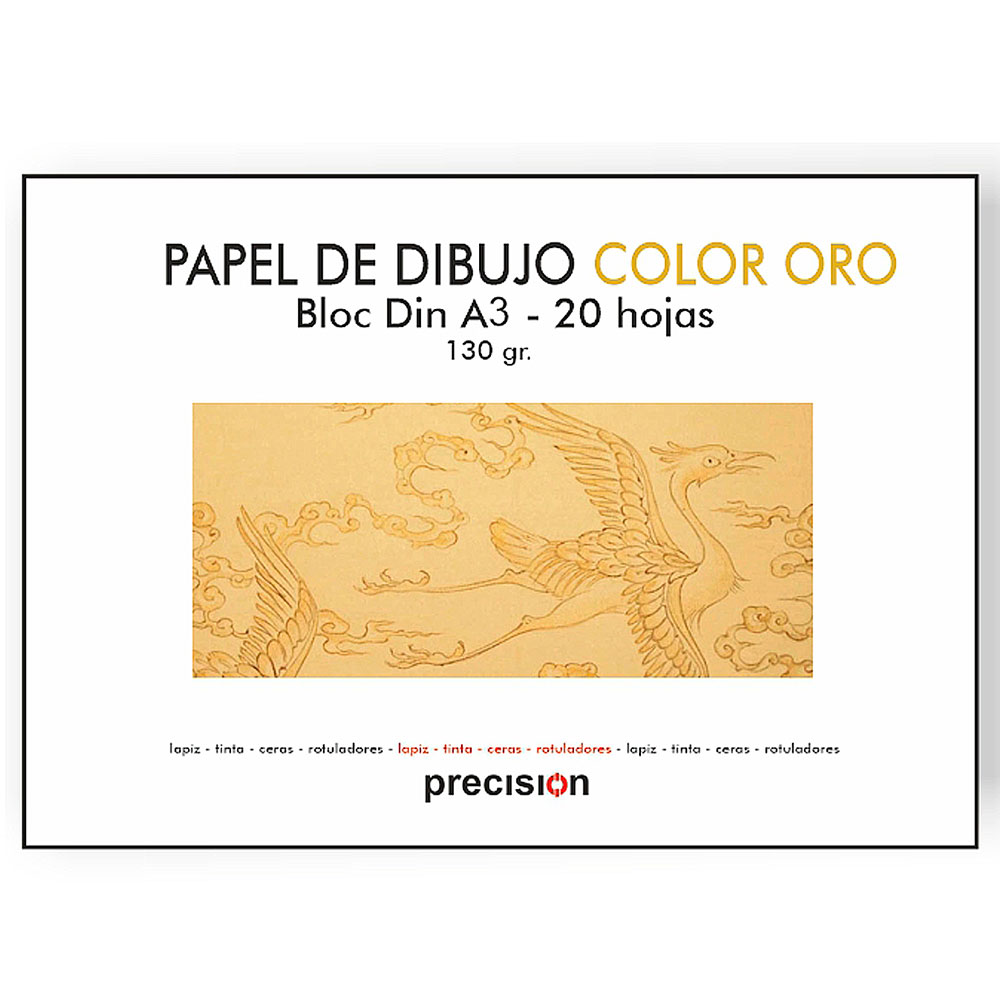 Papel Cartulina Dibujo Básico dos caras Oro 130 g DINA3