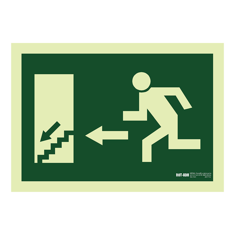 Señal Emergencia Escalera Izq.162-L 210x300Mm