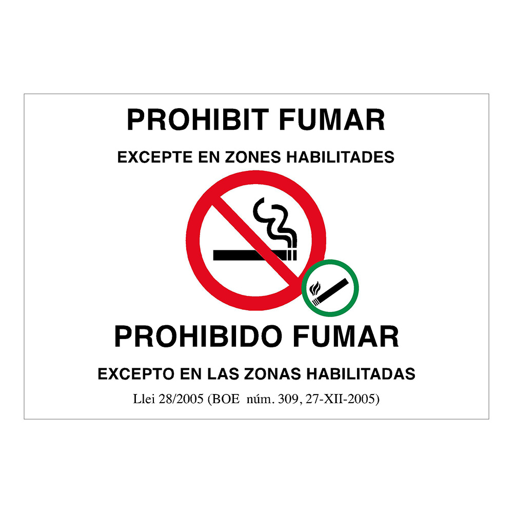 Señal Informativa F-225 21x30 Prohibido Fumar Bilingue