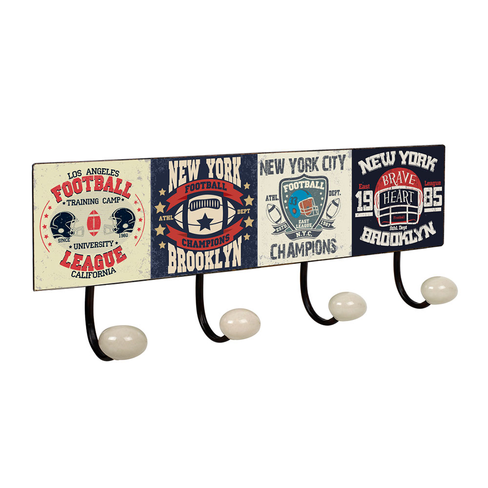 Percha Pared - 4 Pomos Porcelana Football